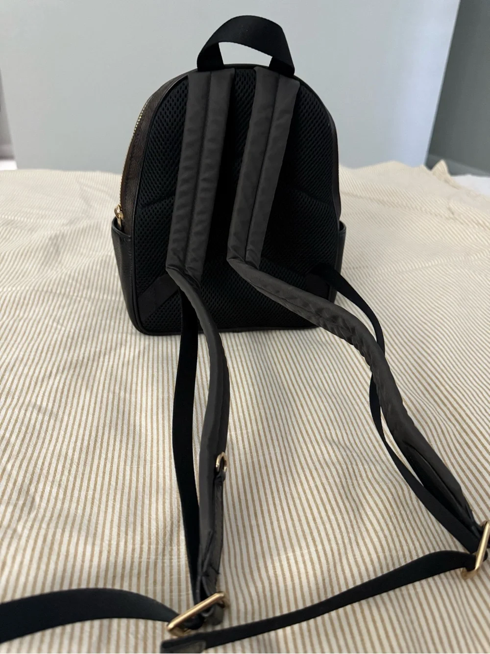 Coach Mini Backpack in Brown Signature and Black Leather